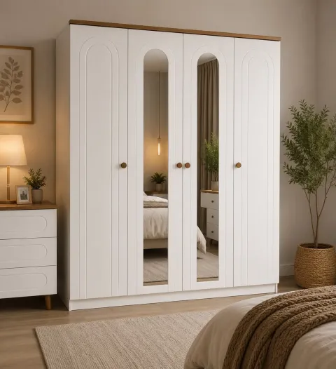 Bohem 4 Kapaklı Gardırop – Tam MDF İnegöl Üretimi | 175 × 210 × 60 cm